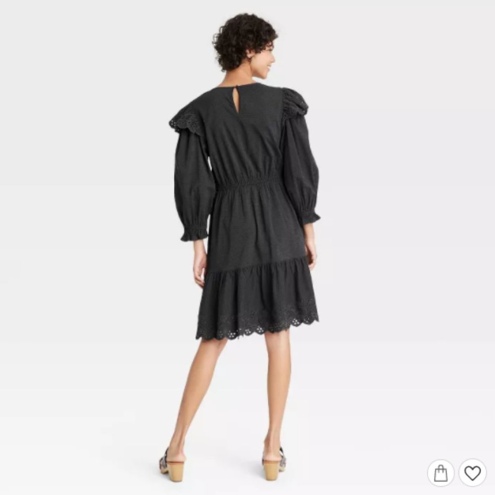Women's Ruffle Long Sleeve Ruffle Dress - Picture 3 of 4